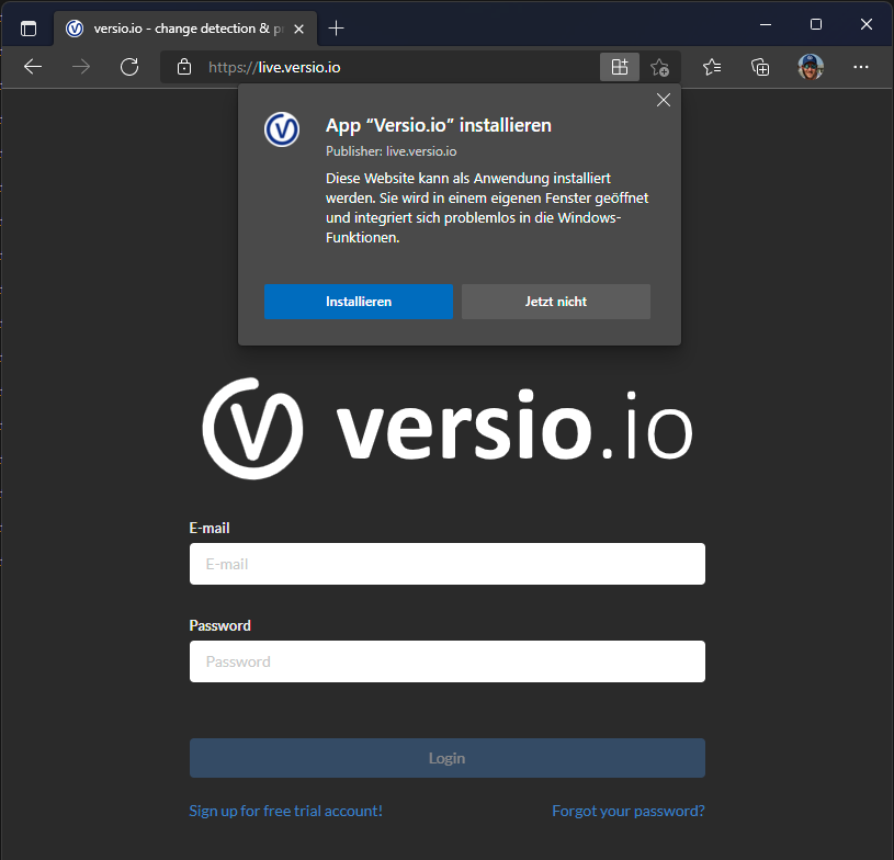 Esay install Versio.io as an app